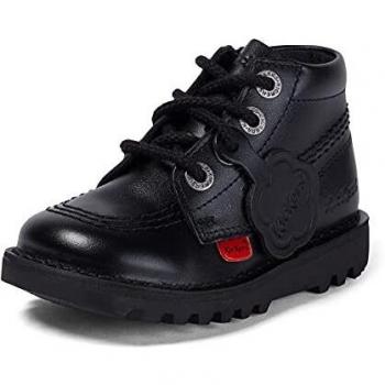 Kickers Unisex Junior Kick Hi Black Leather School Shoes with Zip