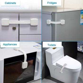 Cerraduras de Seguridad para niños -Uiter cerraduras Multi-Uso duales con rotación de 360°| No se requieren herramientras | USA Adhesive 3M con Correa Adjustable