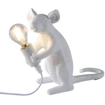 Lámpara de mesa LED ratón de resina Stuart blanca