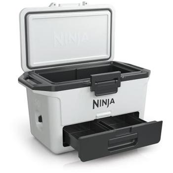 Ninja FrostVault Nevera portátil 47 L, caja térmica blanca, resistente, mantiene el hielo hasta 6 días, con cajón Dry Zone y capacidad para 80 latas