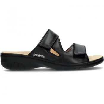 Sandalias Mephisto Geva para Mujer, Piel Cómodas con Doble Velcro, Color Negro