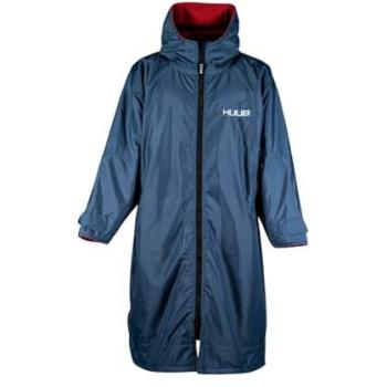 Huub Parka Albornoz Cambiador Azul Marino y Rojo L/XL Unisex, Perfecta para Mantener el Calor Después de Nadar, Extremadamente Cómoda, Bata de Playa, Súper Cálida