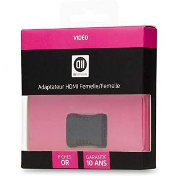 Adaptador HDMI Hembra/Hembra Negro D2 Diffusion con Conexión Dorada