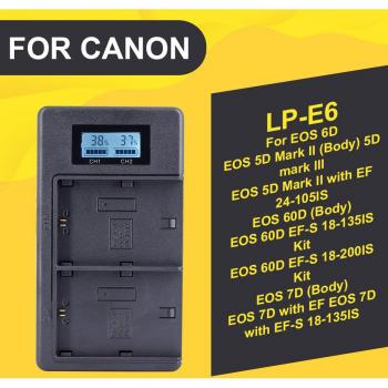 Cargador Doble Digital LED para Baterías LP-E6, LP-E8, LP-E12 y LP-E17 de Cámara Canon
