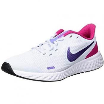 Nike Revolution 5 (GS), Running Shoe, Football Grey/Purple Pulse-Fireberry-White, 35.5 EU