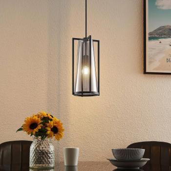 Lámpara colgante Lucande Rufina de vidrio humo, 1 luz E14, diseño moderno para salón y comedor