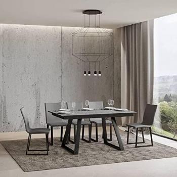 Mesa extensible Bernadette 90x160/220 cm Cemento con estructura Antracita