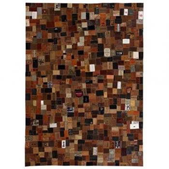vidaXL Alfombra Patchwork Etiquetas Vaqueros Marrón 80x150cm Decoración Hogar