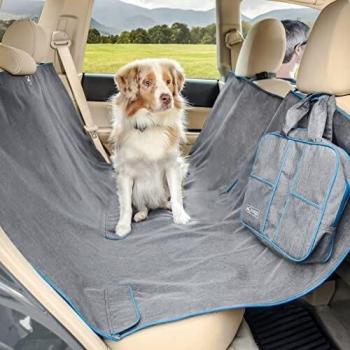 Kurgo Heather Grey/Coastal Blue Dog Car Seat Cover Hammock