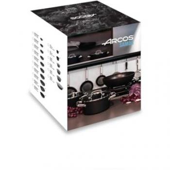 Batería de Cocina Arcos Samoa 5 Piezas - Aluminio Forjado, Inducción Total, Asas de Acero Inoxidable Efecto Frío, Apta para Lavavajillas, Color Negro