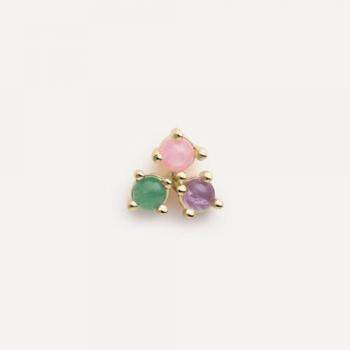 Pendiente Piercing Zephyra de Plata de Ley 925 con Baño de Oro 18k y Engaste de Circonitas - Cierre Presión - Pendientes para Mujer