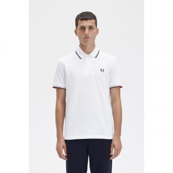 Fred Perry M12 Twin Tipped White Polo Shirt for Men - Made in England