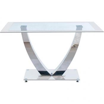 Mesa de Comedor Dubai Cristal Templado Blanco 75x140x90 cm con estructura de cromo
