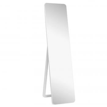 Espejo de Cuerpo Entero con Estructura de Madera y Ángulos Redondeados Blanco, Dimensiones 37 x 45 x 160 cm, Ideal para Apoyar o Colgar a la Pared, Diseño