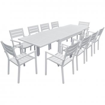 Conjunto de jardín extensible Happy Garden Venezia 132/264 cm en aluminio blanco - 10 plazas