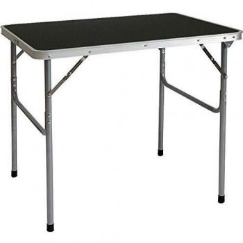 AMANKA Mesa para Acampada de Acero 3Kg 80x60x70cm Plegable portátil como si Fuera un maletín para pícnic Camping mercadillo Gris Oscuro
