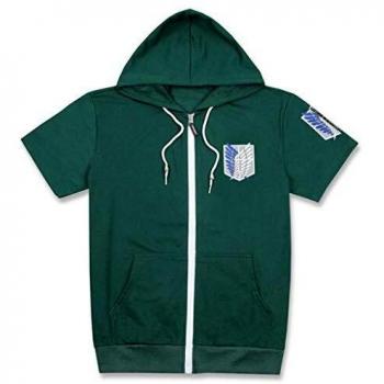 WANHONGYUE Ataque a los Titanes Aot Anime Camiseta Adulto Cosplay Sudadera con Capucha Corta T Shirt Verde XL