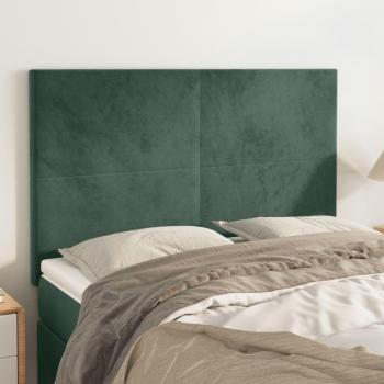 Cabeceros 4 piezas terciopelo verde oscuro 72x5x78/88 cm
