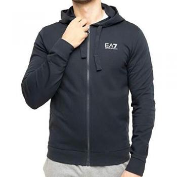 EA7 Men's Core Soft Blue Hoodie with Zipper