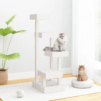 Árbol para gatos de madera maciza de pino blanco 45,5x49x103 cm color blanco