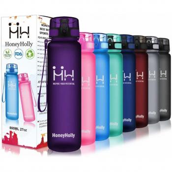 HoneyHolly Botella de Agua Deportes 350ml/500ml/800ml/1000ml Sin Bpa & Apertura con un Solo botón Reutilizable Filtro Botella Gimnasio Tritan Plástico para Niños, Sport, Gimnasio, Trekking, Bicicleta