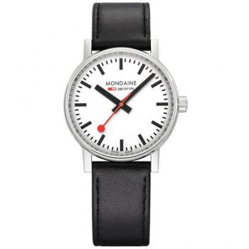Unisex Mondaine Evo2 35mm Swiss Quartz Watch with Black Vegan Grape Leather Strap
