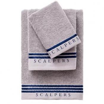 Scalpers Home Set de toallas de baño en algodón gris y azul - Tocador 30x50cm, Manos 50x90cm y Baño 70x140cm, 450GSM