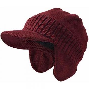 Hombres De Punto Visera Gorrita Tejida Lana Forrado Bofetada Invierno Sombreros