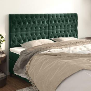 Cabeceros de terciopelo verde oscuro 4 unidades 90x7x78/88 cm