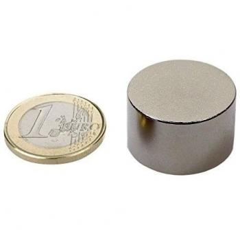 Disco Magnético Ø 25 x 15 mm Neodimio N50, Níquel - fuerza 27 kg