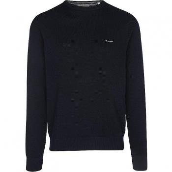 Suéter de punto piqué para hombre GANT, cuello redondo, algodón, color azul marino, talla XXXL