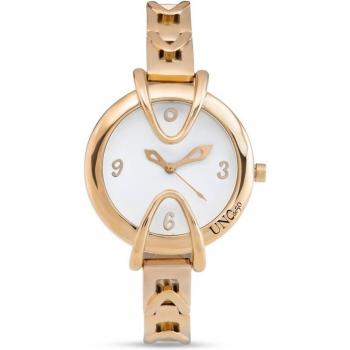 UNOde50 Elegant 18K Gold Plated Ladies Watch - Size M with White Dial