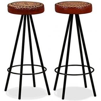 Real Leather Bar Stools Set of 2