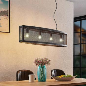 Lámpara colgante Mizgin de Lindby con rejilla de 4 luces, color negro, material metal, tipo tradicional, para salón y comedor, 4 llamas E27