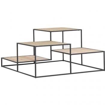 Mesa de Centro Sibota Estilo Industrial de Hierro en color Natural de 80x80x40cm