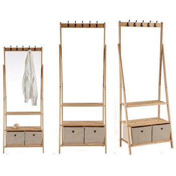 Perchero de Pie Beige Marrón Madera Tela (40,5 x 175 x 67 cm)