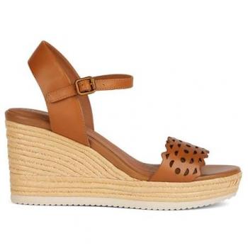 Alpargatas Geox Ponza Mujer Coñac, Sandalia de cuña, color dorado, talla 40 EU