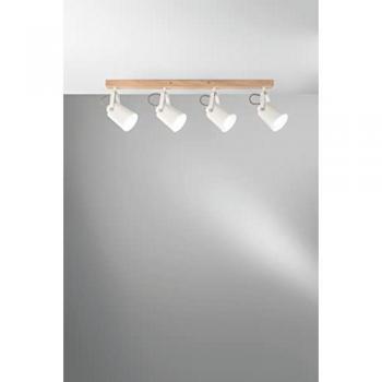 Aplique EDA de Metal Blanco y Madera con 4 Puntos de Luz Orientables