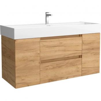 Mueble de baño Bequia con lavabo Roma, 120 cm, 2 coquetas, 1 puerta, acabado en roble