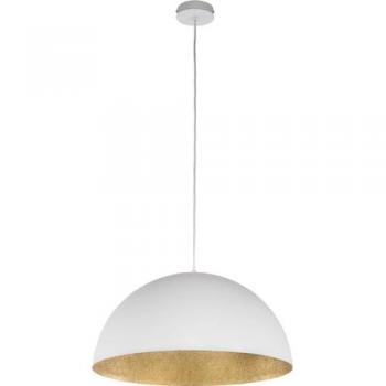 Lámpara de Suspensión Tuba EPIKASA, Fibra de Vidrio Blanco y Oro, 90x90x125 cm