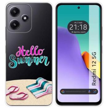Funda Silicona Transparente Verano para Xiaomi Redmi 12 5G con Diseño Summer