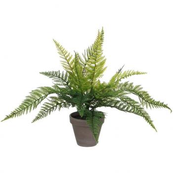 Helecho artificial con maceta gris 40x11.5cm