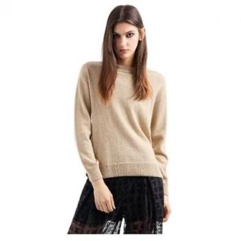Jersey de mujer Armani Exchange beige con lurex, cuello caja y manga larga, talla M
