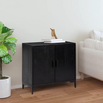 Aparador de madera maciza de pino negro 75x35x70 cm Vidaxl Negro