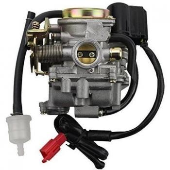 GOOFIT Carburador 18 Moto PD18 con Electrónico de Acelerador Pit Bike 50cc reemplazo para 4 Tiempos 49cc Chino ATV Quad Motor 139QMB Scooter Go Kart Ciclomotor Plata