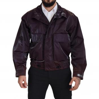 Dolce & Gabbana Purple Nylon Collared Biker Coat Jacket - XS