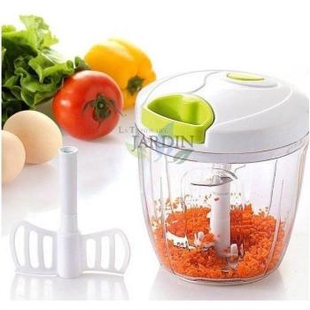Picador Manual Multifuncional de Alimentos y Batidora con Anilla - 2 Cuchillas Incluidas