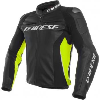 Dainese 1533788-N49-44 Chaqueta de Piel, Negro/Fluo Amarillo, 44