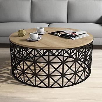 Skyedecom 845HCT5229 - Mesa baja de roble Le Noir Mesas de salón Selin Metal Ferforje