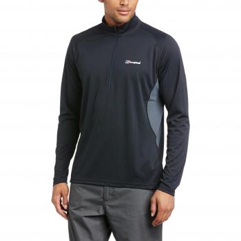 Berghaus T-Shirt Tech Tee Long Sleeve Zip Neck - Camiseta, color negro, talla l